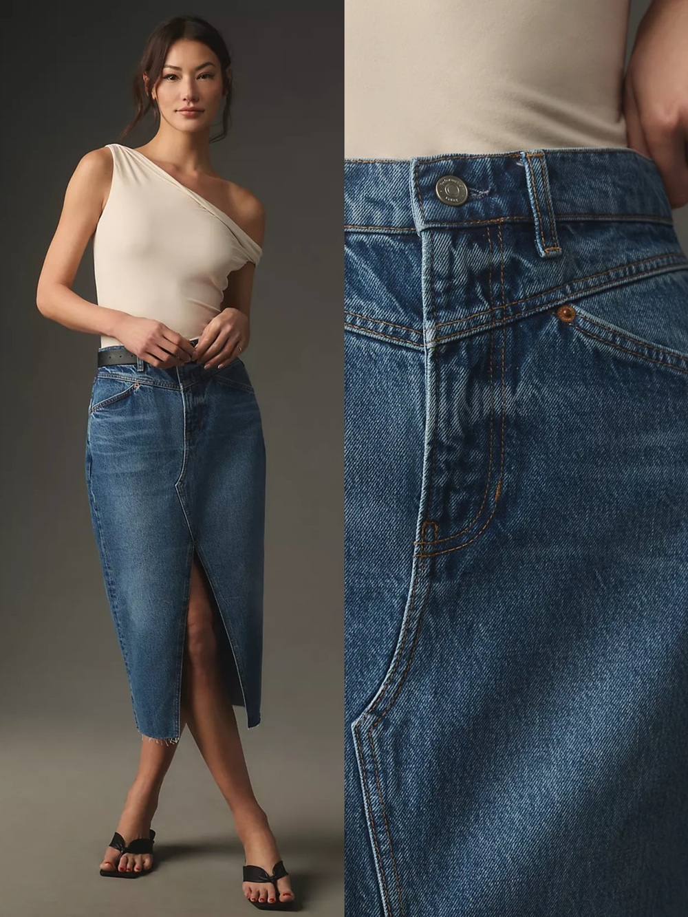 Reformation Jagger Denim Midi Skirt in Hemlock Wash